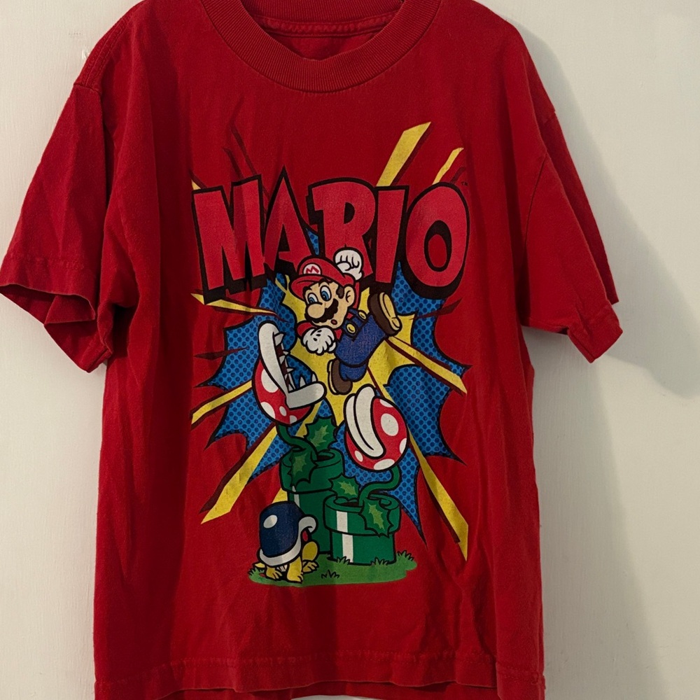 Size 8 Mario Graphic Tee - Bright Red Super Mario Shirt